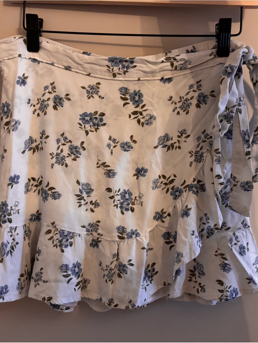Floral Mini Skirt - Light blue with blue flowers